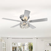 52-in 5-Blade Flush Crystal Ceiling Fan with Light Kit and Remote Control Included